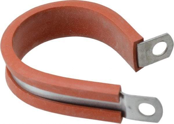 Made in USA - 1-1/2" Pipe, 1-1/2" Rod, Cushion Clamp - Gray & Red, Galvanized Steel & Silcone Cushion - USA Tool & Supply