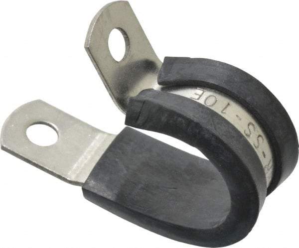 Made in USA - 5/8" Pipe, 5/8" Rod, Cushion Clamp - Gray & Black, Grade 304 Stainless Steel & EPDM Cushion - USA Tool & Supply