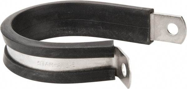 Made in USA - 1-1/2" Pipe, 1-1/2" Rod, Cushion Clamp - Gray & Black, Grade 304 Stainless Steel & EPDM Cushion - USA Tool & Supply