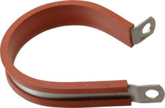 Made in USA - 2" Pipe, 2" Rod, Cushion Clamp - Gray & Red, Grade 304 Stainless Steel & Silicone Cushion - USA Tool & Supply