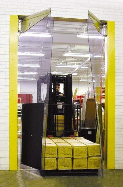 TMI, LLC - 6' Door Width x 8' Door Height PVC Bi-Parting Flexible Swinging Door - 0.16" Strip Thickness, Clear - USA Tool & Supply