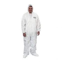 KleenGuard - Size 2XL Film Laminate Chemical Resistant Coveralls - White, Zipper Closure, Open Cuffs, Open Ankles - USA Tool & Supply