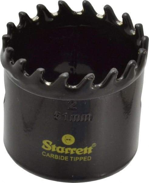 Starrett - 2" Diam, 1-5/8" Cutting Depth, Hole Saw - Carbide-Tipped Saw, Toothed Edge - USA Tool & Supply