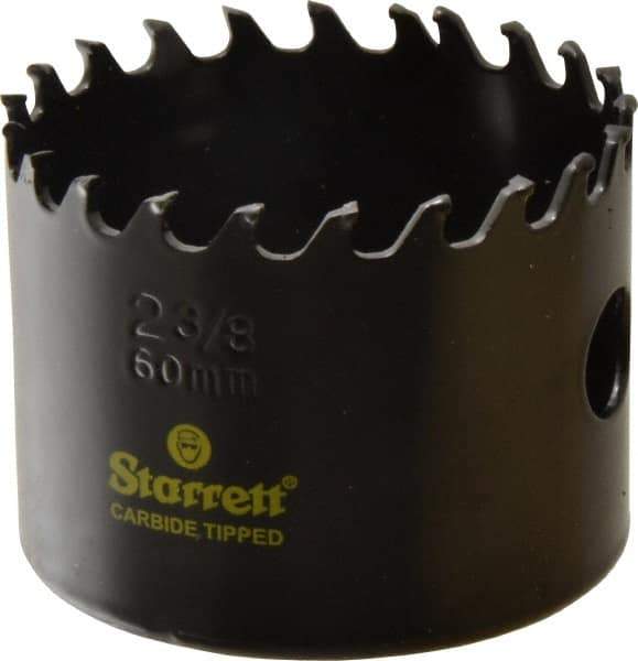 Starrett - 2-3/8" Diam, 1-5/8" Cutting Depth, Hole Saw - Carbide-Tipped Saw, Toothed Edge - USA Tool & Supply