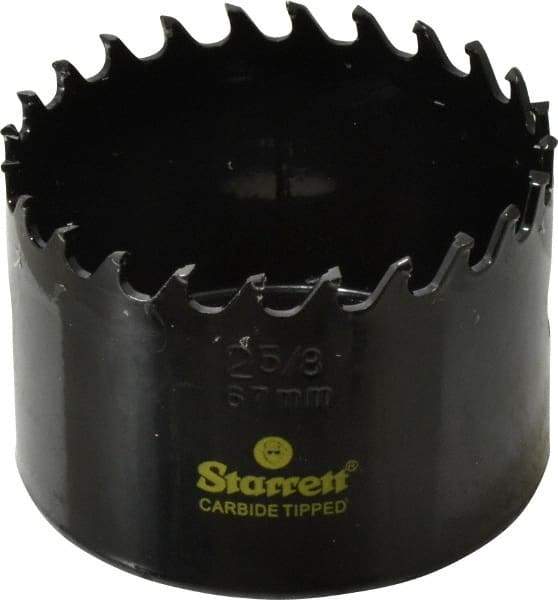 Starrett - 2-5/8" Diam, 1-5/8" Cutting Depth, Hole Saw - Carbide-Tipped Saw, Toothed Edge - USA Tool & Supply