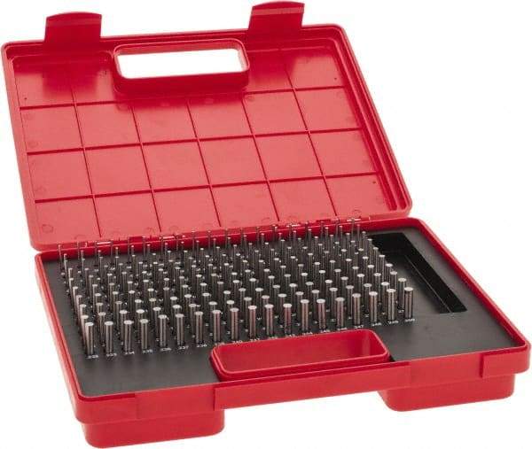 Value Collection - 190 Piece, 0.061-0.25 Inch Diameter Plug and Pin Gage Set - Minus 0.0002 Inch Tolerance, Class ZZ - USA Tool & Supply