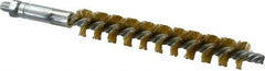 Schaefer Brush - 4" Brush Length, 5/8" Diam, Double Stem, Single Spiral Tube Brush - 6-1/4" Long, Brass, 1/4-28 Male Connection - USA Tool & Supply