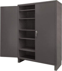Durham - 5 Shelf Locking Storage Cabinet - Steel, 60" Wide x 24" Deep x 84" High, Gray - USA Tool & Supply