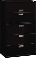 Hon - 42" Wide x 67" High x 19-1/4" Deep, 5 Drawer Roll-Out, Roll-Out Posting - Steel, Black - USA Tool & Supply