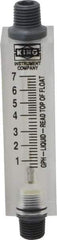 King - 1/4" FNPT Port Block Style, Inline Flowmeter - 100 Max psi, 7 GPH, Acrylic - USA Tool & Supply