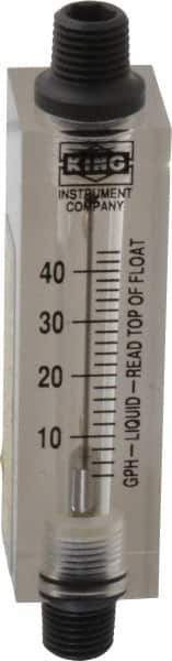 King - 1/4" FNPT Port Block Style, Inline Flowmeter - 100 Max psi, 44 GPH, Acrylic - USA Tool & Supply