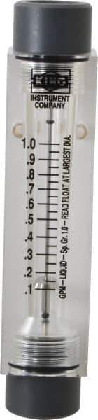 King - 1/2" FNPT Port Block Style, Inline Flowmeter - 100 Max psi, 1 GPM, Acrylic - USA Tool & Supply