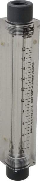 King - 1/2" FNPT Port Block Style, Inline Flowmeter - 100 Max psi, 2 GPM, Acrylic - USA Tool & Supply