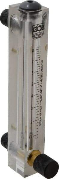 King - 1/2" M Port Block Style, Panel Mount Flowmeter - 125 Max psi, 8.2 SCFM, Acrylic - USA Tool & Supply