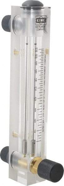 King - 1/2" M Port Block Style, Panel Mount Flowmeter - 125 Max psi, 22 SCFM, Acrylic - USA Tool & Supply