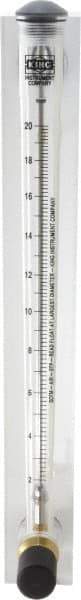 King - 1/2" F Port Block Style, Panel Mount Flowmeter - 125 Max psi, 20 SCFM, Acrylic - USA Tool & Supply