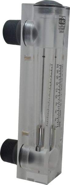 King - 1" M Port Block Style Panel Mount Flowmeter - 100 Max psi, 20 GPM, Acrylic - USA Tool & Supply