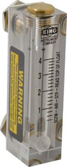 King - 1/4" FNPT Port Block Style, Panel Mount Flowmeter - 125 Max psi, 4 SCFM, Acrylic - USA Tool & Supply