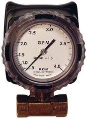 Made in USA - 1/2" NPT Port RCM Industries Flo-Gage Flowmeter - 180 Max psi, 0.5 to 4 GPM, Bronze - USA Tool & Supply