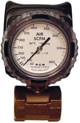 Made in USA - 1-1/2" NPT Port RCM Industries Flo-Gage Flowmeter - 180 Max psi, Bronze - USA Tool & Supply