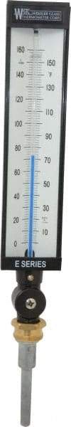 WGTC - 160°F, Industrial Thermometer without Thermowell - 3-1/2 Inch Stem Length, 1-1/4 to 18 Inch Thread - USA Tool & Supply