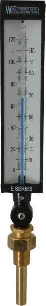 WGTC - 120°F, Industrial Thermometer with Standard Thermowell - 3-1/2 Inch Stem Length, 1-1/4 to 18 Inch Thread - USA Tool & Supply