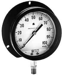 Made in USA - 4-1/2" Dial, 1/4 Thread, 0-60 Scale Range, Pressure Gauge - Lower Connection Mount, Accurate to 1% of Scale - USA Tool & Supply