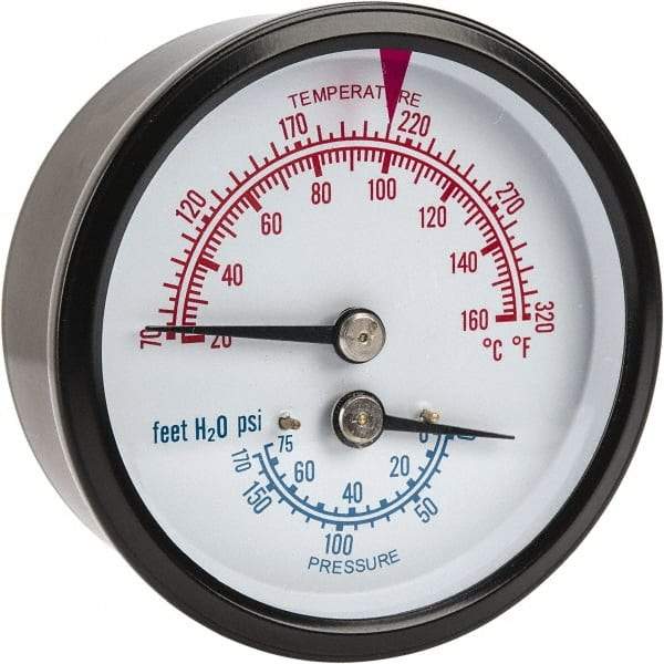 ENFM - 2-1/2" Dial, 1/4 Thread, Pressure Gauge - Center Back Connection Mount - USA Tool & Supply