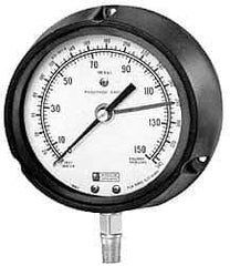 Made in USA - 3-1/2" Dial, 1/4 Thread, 0-100 & 0-231 Scale Range, Pressure Gauge - Lower Connection Mount, Accurate to 1% of Scale - USA Tool & Supply