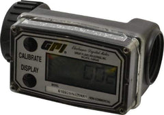 GPI - 1" Port Electronic Digital Flowmeter & Totalizer - 150 Max psi, 0.3 to 3 GPM, Nylon - USA Tool & Supply