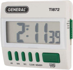 General - Big Digit Count Up and Down Timer - White - USA Tool & Supply