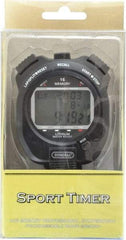 General - Large Display with 16 Memory Stop Watch - Black - USA Tool & Supply