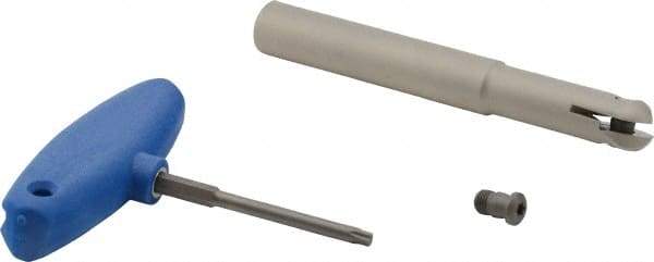 Iscar - 3/4" Cut Diam, 3/4" Shank Diam, 6" OAL, Indexable Ball Nose End Mill - 2.4" Head Length, Straight Shank, HCM D.75 Toolholder, HBF-QF, HBR-QF, HCD-QF, HCR Insert - USA Tool & Supply