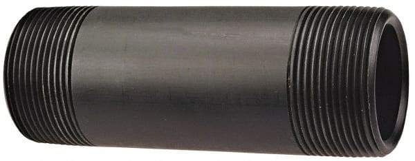 NIBCO - 1-1/4" Pipe, 6" Long Polypropylene Threaded Plastic Pipe Nipple - Schedule 80, Black - USA Tool & Supply