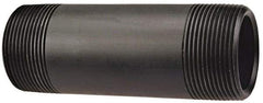 NIBCO - 1-1/2" Pipe, 4" Long Polypropylene Threaded Plastic Pipe Nipple - Schedule 80, Black - USA Tool & Supply