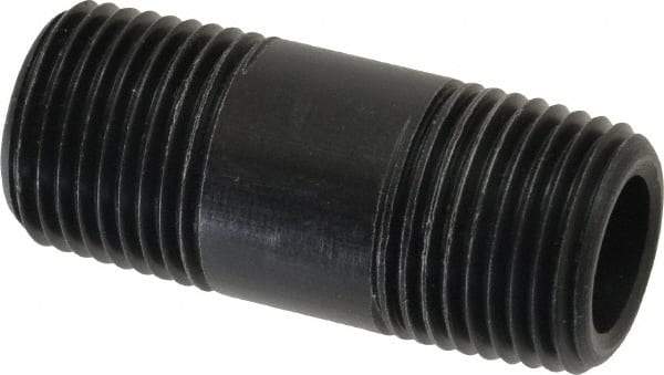 NIBCO - 1/2" Pipe, 2" Long Polypropylene Threaded Plastic Pipe Nipple - Schedule 80, Black - USA Tool & Supply