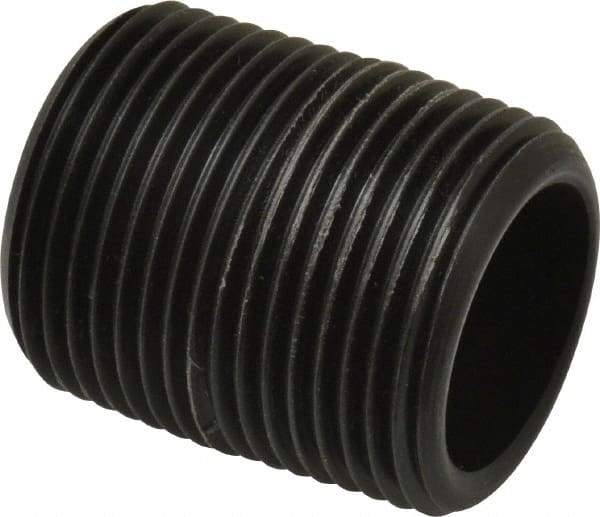 NIBCO - 1" Pipe, 1-1/2" Long Polypropylene Threaded Plastic Pipe Nipple - Schedule 80, Black - USA Tool & Supply