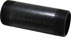 NIBCO - 2" Pipe, 6" Long Polypropylene Threaded Plastic Pipe Nipple - Schedule 80, Black - USA Tool & Supply