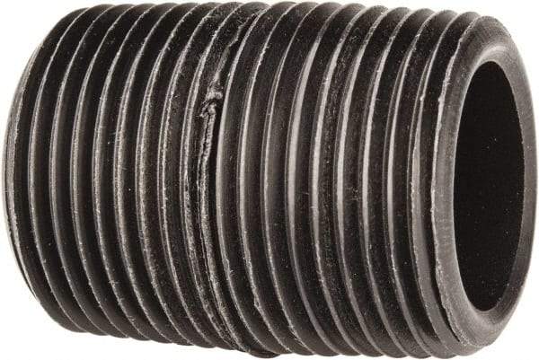 NIBCO - 3/4" Pipe, 1.38" Long Polypropylene Threaded Plastic Pipe Nipple - Schedule 80, Black - USA Tool & Supply