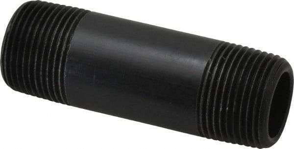 NIBCO - 3/4" Pipe, 3" Long Polypropylene Threaded Plastic Pipe Nipple - Schedule 80, Black - USA Tool & Supply