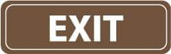 NMC - Exit, 11" Wide x 3.5" High, Acrylic Sign - English, White on Brown, Wall Mount - USA Tool & Supply