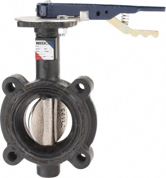 NIBCO - 3" Pipe, Lug Butterfly Valve - Lever Handle, Ductile Iron Body, Buna-N Seat, 250 WOG, Ductile Iron Disc, Stainless Steel Stem - USA Tool & Supply