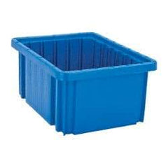 Quantum Storage - 50 Lb Load Capacity Blue Polypropylene Dividable Container - Stacking, 10.9" Long x 8.3" Wide x 5" High - USA Tool & Supply