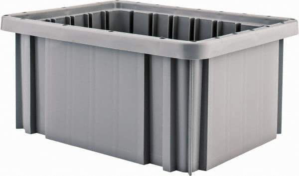 Quantum Storage - 50 Lb Load Capacity Gray Polypropylene Dividable Container - Stacking, 10.9" Long x 8.3" Wide x 5" High - USA Tool & Supply