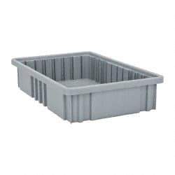 Quantum Storage - 75 Lb Load Capacity Gray Polypropylene Dividable Container - Stacking, 16-1/2" Long x 10.9" Wide x 3-1/2" High - USA Tool & Supply