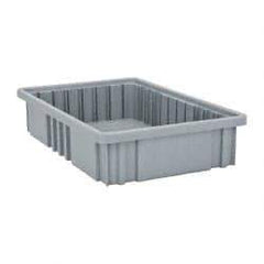 Quantum Storage - 75 Lb Load Capacity Gray Polypropylene Dividable Container - Stacking, 16-1/2" Long x 10.9" Wide x 3-1/2" High - USA Tool & Supply