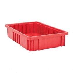Quantum Storage - 75 Lb Load Capacity Red Polypropylene Dividable Container - Stacking, 16-1/2" Long x 10.9" Wide x 3-1/2" High - USA Tool & Supply