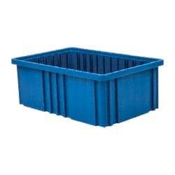 Quantum Storage - 75 Lb Load Capacity Blue Polypropylene Dividable Container - Stacking, 16-1/2" Long x 10.9" Wide x 6" High - USA Tool & Supply