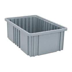 Quantum Storage - 75 Lb Load Capacity Gray Polypropylene Dividable Container - Stacking, 16-1/2" Long x 10.9" Wide x 6" High - USA Tool & Supply