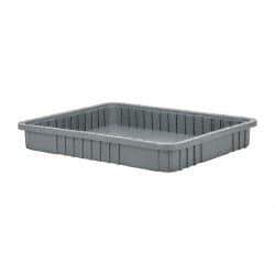 Quantum Storage - 100 Lb Load Capacity Gray Polypropylene Dividable Container - Stacking, 22-1/2" Long x 17-1/2" Wide x 3" High - USA Tool & Supply